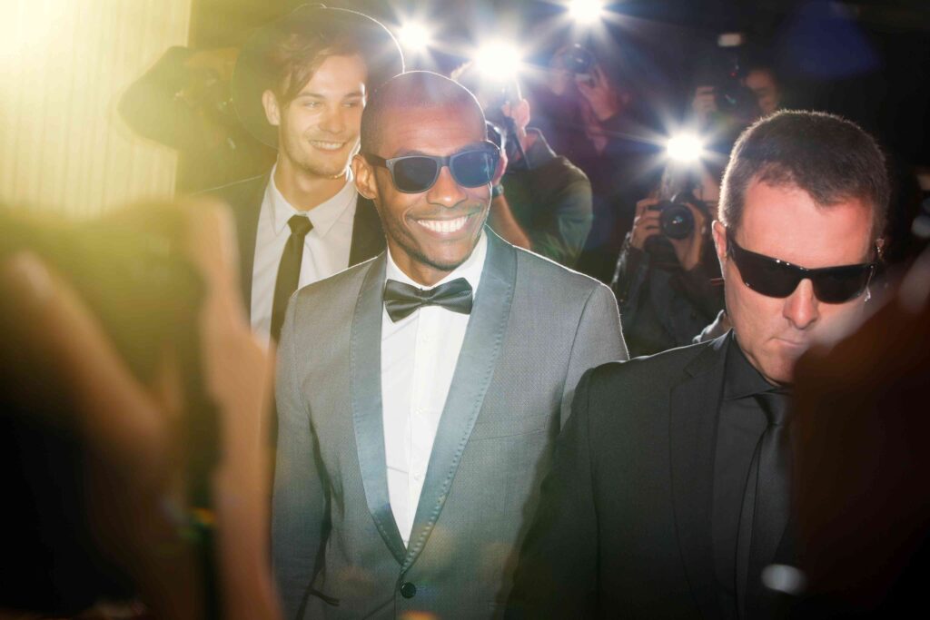 Celebrity being photographed