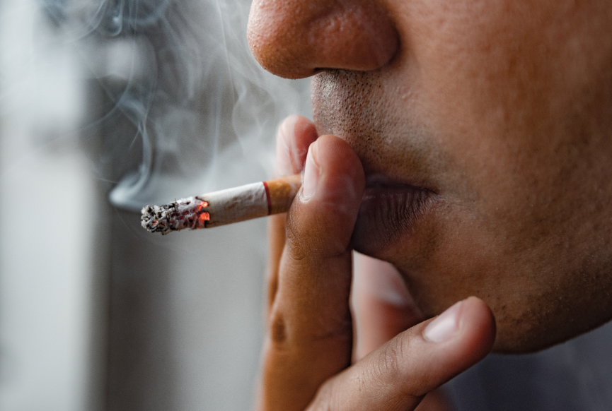 Close up of person smoking